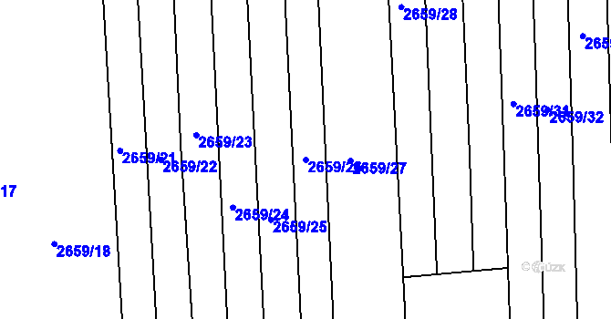 Parcela st. 2659/26 v KÚ Halenkovice, Katastrální mapa