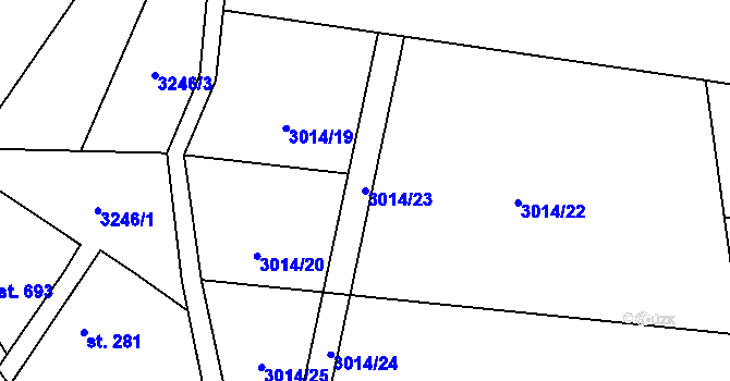 Parcela st. 3014/23 v KÚ Halenkovice, Katastrální mapa