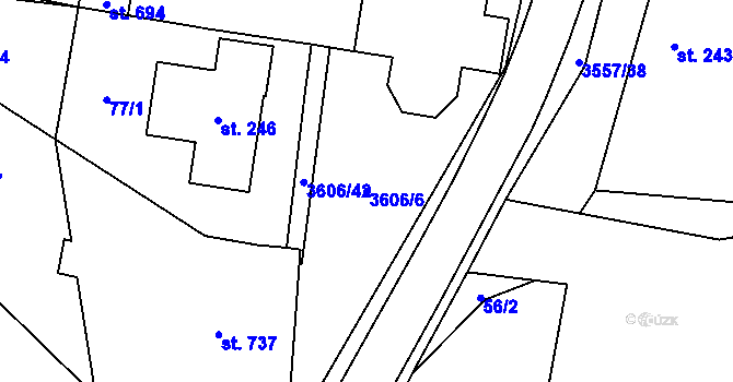 Parcela st. 3606/6 v KÚ Halenkovice, Katastrální mapa