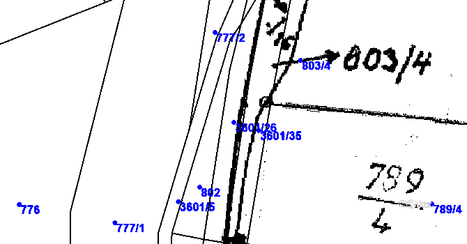 Parcela st. 3601/26 v KÚ Halenkovice, Katastrální mapa