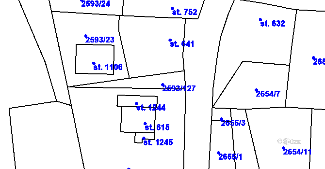 Parcela st. 2593/127 v KÚ Halenkovice, Katastrální mapa