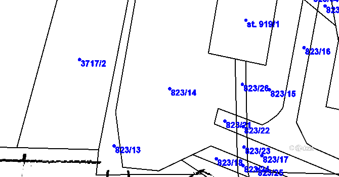 Parcela st. 823/14 v KÚ Halenkovice, Katastrální mapa