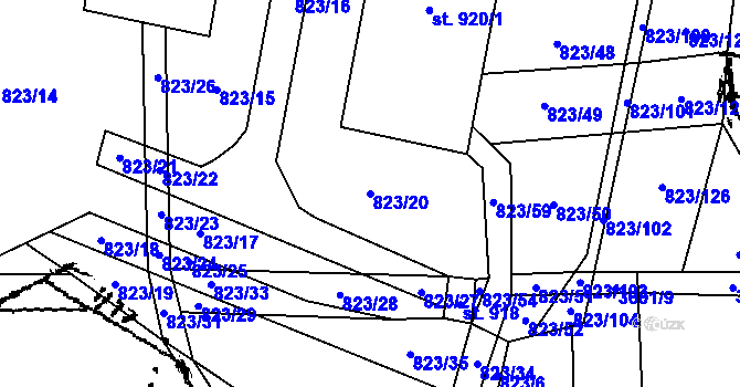 Parcela st. 823/20 v KÚ Halenkovice, Katastrální mapa