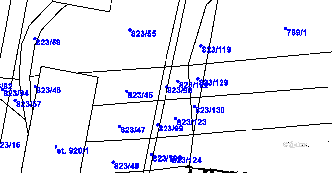 Parcela st. 823/98 v KÚ Halenkovice, Katastrální mapa