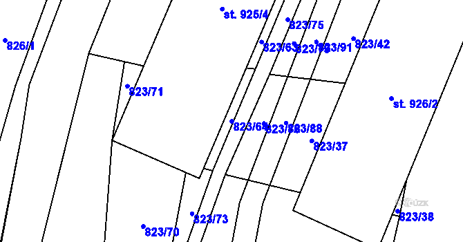Parcela st. 823/64 v KÚ Halenkovice, Katastrální mapa