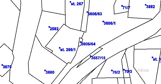 Parcela st. 3606/64 v KÚ Halenkovice, Katastrální mapa