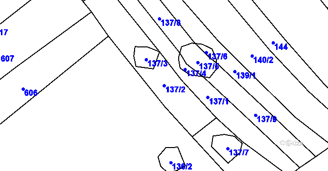 Parcela st. 137/2 v KÚ Haluzice, Katastrální mapa