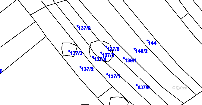 Parcela st. 137/5 v KÚ Haluzice, Katastrální mapa