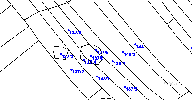Parcela st. 137/6 v KÚ Haluzice, Katastrální mapa