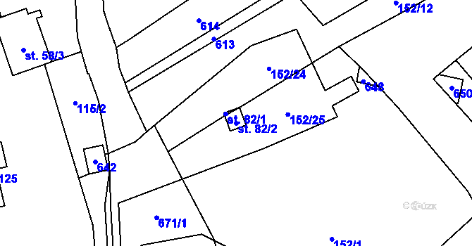 Parcela st. 82/2 v KÚ Haluzice, Katastrální mapa