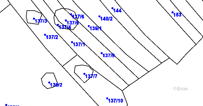 Parcela st. 137/9 v KÚ Haluzice, Katastrální mapa