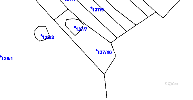 Parcela st. 137/10 v KÚ Haluzice, Katastrální mapa