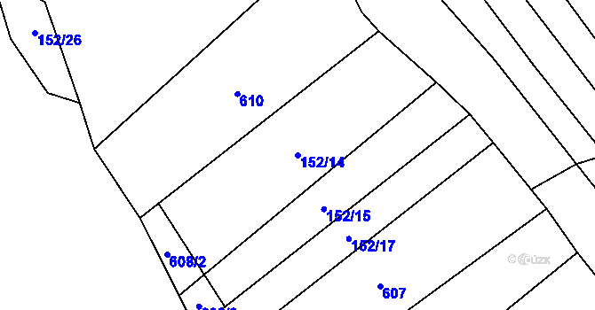 Parcela st. 152/14 v KÚ Haluzice, Katastrální mapa