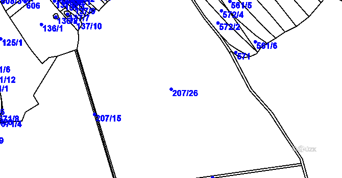Parcela st. 207/26 v KÚ Haluzice, Katastrální mapa