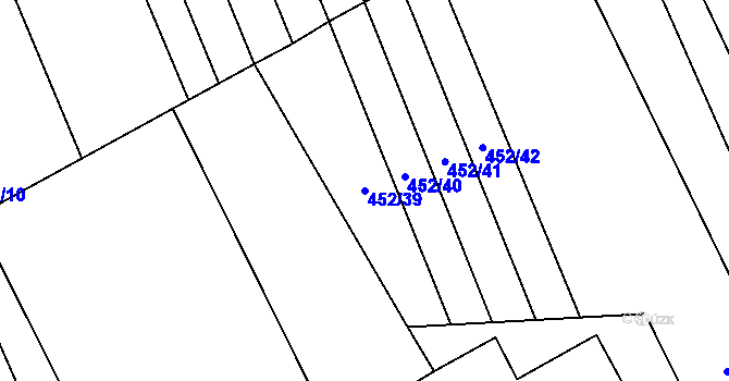 Parcela st. 452/39 v KÚ Haluzice, Katastrální mapa