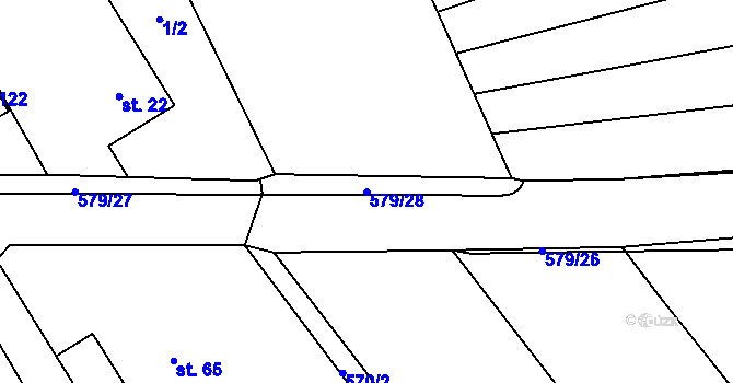 Parcela st. 579/28 v KÚ Haluzice, Katastrální mapa