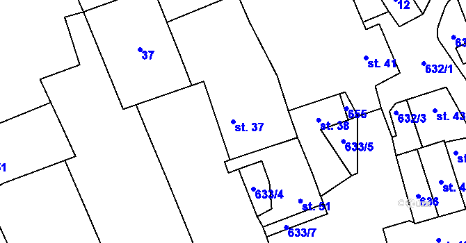 Parcela st. 37 v KÚ Haluzice, Katastrální mapa