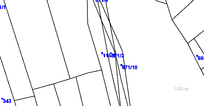 Parcela st. 115/1 v KÚ Haluzice, Katastrální mapa