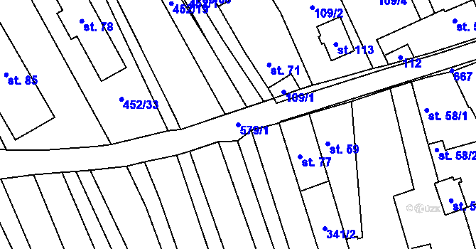Parcela st. 579/1 v KÚ Haluzice, Katastrální mapa
