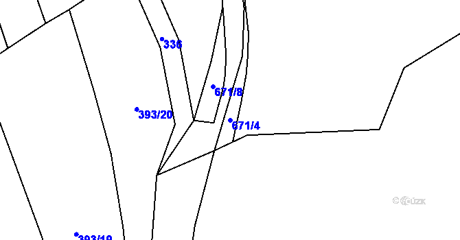 Parcela st. 671/4 v KÚ Haluzice, Katastrální mapa