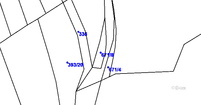 Parcela st. 671/8 v KÚ Haluzice, Katastrální mapa