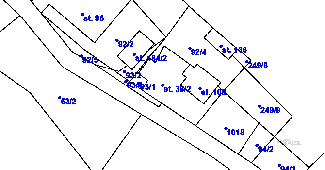 Parcela st. 38/2 v KÚ Branka u Tachova, Katastrální mapa