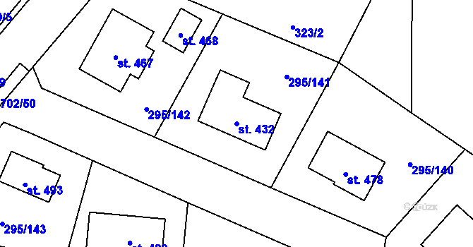 Parcela st. 432 v KÚ Halže, Katastrální mapa