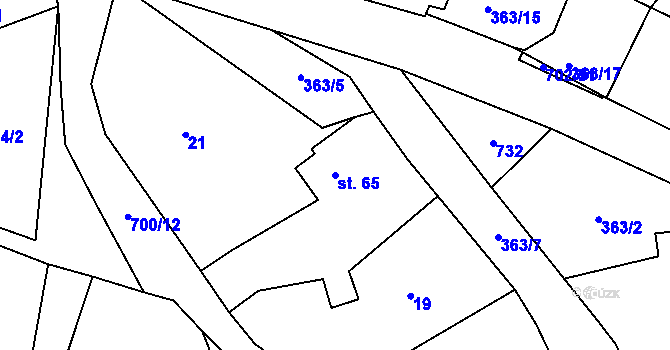 Parcela st. 65 v KÚ Halže, Katastrální mapa