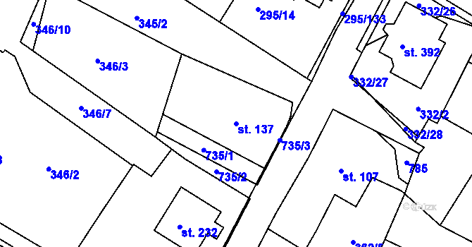 Parcela st. 137 v KÚ Halže, Katastrální mapa