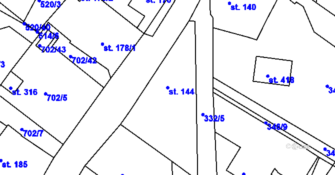 Parcela st. 144 v KÚ Halže, Katastrální mapa