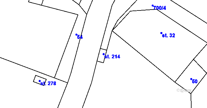 Parcela st. 214 v KÚ Halže, Katastrální mapa
