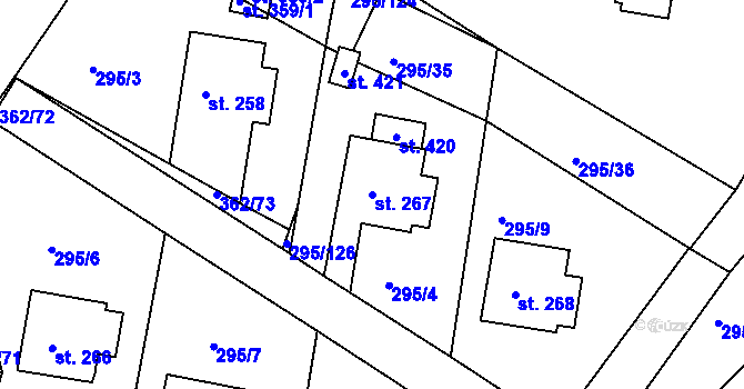 Parcela st. 267 v KÚ Halže, Katastrální mapa