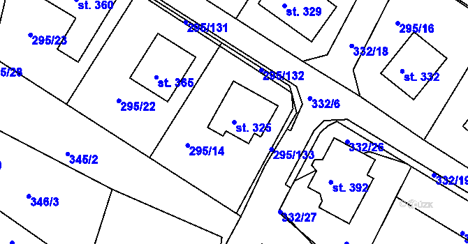 Parcela st. 325 v KÚ Halže, Katastrální mapa