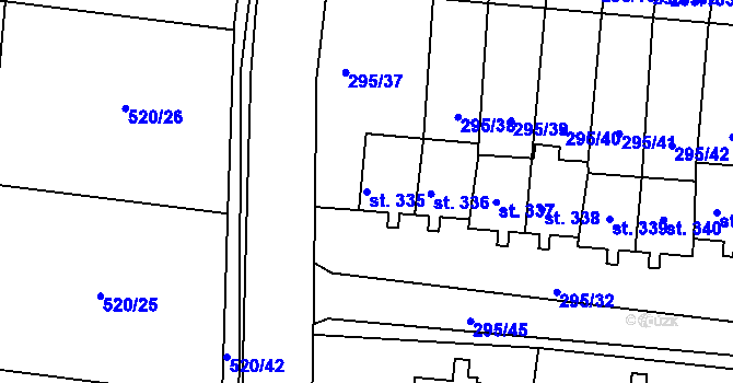 Parcela st. 335 v KÚ Halže, Katastrální mapa