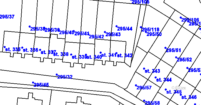 Parcela st. 341 v KÚ Halže, Katastrální mapa
