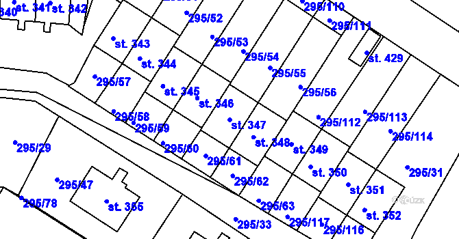 Parcela st. 347 v KÚ Halže, Katastrální mapa