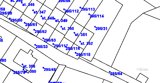 Parcela st. 352 v KÚ Halže, Katastrální mapa