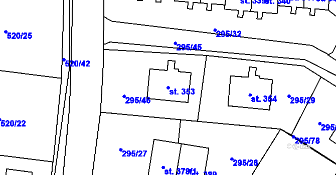 Parcela st. 353 v KÚ Halže, Katastrální mapa