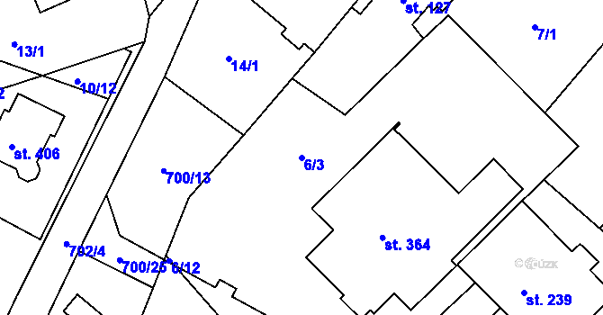 Parcela st. 6/3 v KÚ Halže, Katastrální mapa