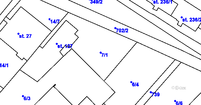 Parcela st. 7/1 v KÚ Halže, Katastrální mapa