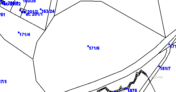 Parcela st. 171/6 v KÚ Halže, Katastrální mapa