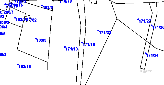 Parcela st. 171/19 v KÚ Halže, Katastrální mapa