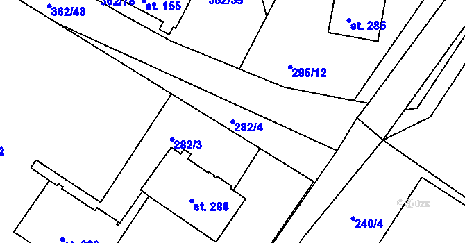 Parcela st. 282/4 v KÚ Halže, Katastrální mapa