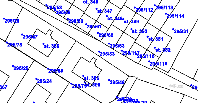 Parcela st. 295/33 v KÚ Halže, Katastrální mapa