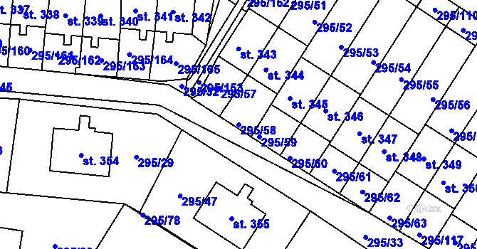 Parcela st. 295/58 v KÚ Halže, Katastrální mapa
