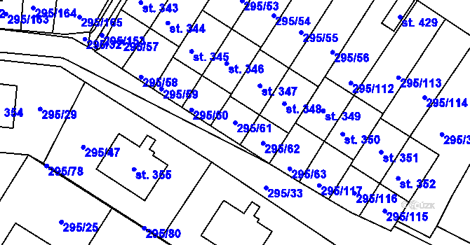 Parcela st. 295/61 v KÚ Halže, Katastrální mapa