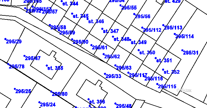 Parcela st. 295/62 v KÚ Halže, Katastrální mapa