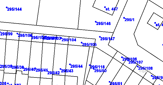Parcela st. 295/105 v KÚ Halže, Katastrální mapa