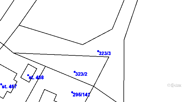 Parcela st. 323/3 v KÚ Halže, Katastrální mapa