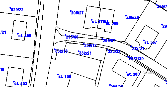 Parcela st. 332/17 v KÚ Halže, Katastrální mapa